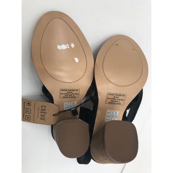 Crevo Macer Black Suede Strappy Buckle Sandals 6 - Picture 8 of 10